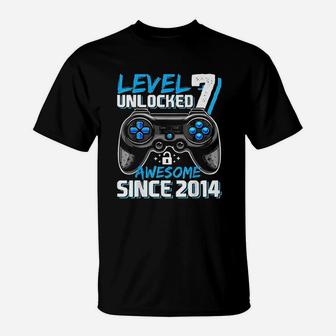 Level 7 Unlocked Awesome 2014 Video Game 7Th Birthday T-Shirt | Crazezy CA