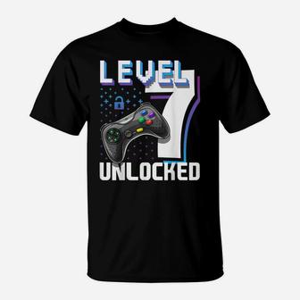 Level 7 Unlocked Video Game 7Th Birthday Gamer Gift Boys T-Shirt | Crazezy DE