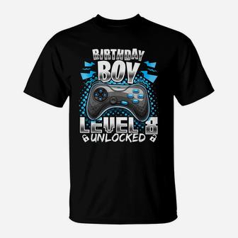 Level 8 Unlocked Video Game 8Th Birthday Gamer Gift Boys T-Shirt | Crazezy AU