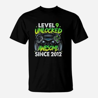 Level 9 Unlocked Awesome Since 2012 T-Shirt | Crazezy