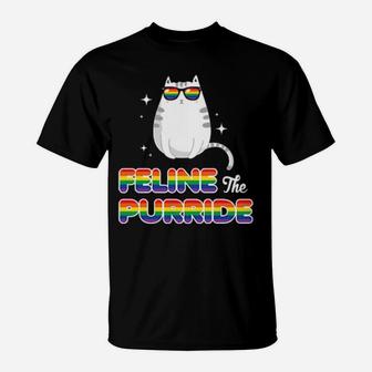 Lgbt Cool Cat Feline The Purride Lesbian Pride Gift T-Shirt - Monsterry