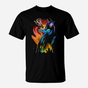 Lgbt Dragon Heart Rainbow Heart Dragon Lgbt Pride T-Shirt - Monsterry UK