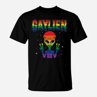 Lgbt Funny Gay Alien Gaylien Rainbow Pride Gift T-Shirt - Monsterry DE