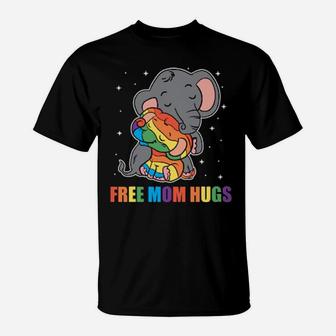 Lgbt Funny Rainbow Elephant Hugs Lesbian Gay Pride T-Shirt - Monsterry