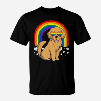 Lgbt Golden Retriever Dog Gay Pride Rainbow Lgbtq T-Shirt - Monsterry DE