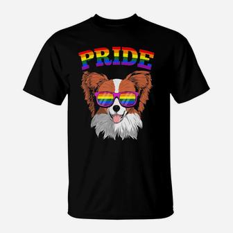 Lgbt Papillon Dog Gay Pride Rainbow Lgbtq Cute Gift T-Shirt - Monsterry
