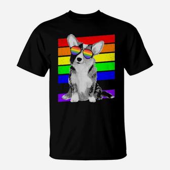 Lgbt Rainbow Flag Gay Pride Corgi T-Shirt - Monsterry