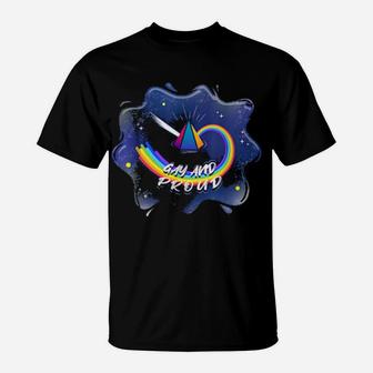 Lgbtq Gay And Proud Galaxy Rainbow T-Shirt - Monsterry