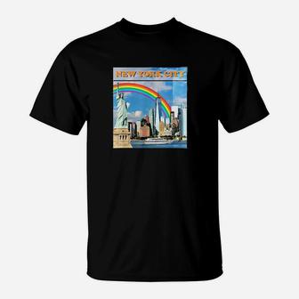 Lgbtq New York City Vintage Gay Pride Rainbow Design T-Shirt - Monsterry