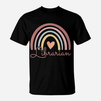 Librarian Cute Boho Rainbow Funny Back To School Librarian T-Shirt | Crazezy