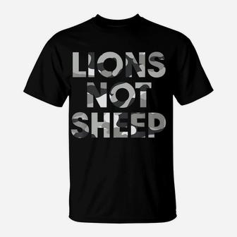 Lions Not Sheep Grey Gray Camo Camouflage T-Shirt | Crazezy
