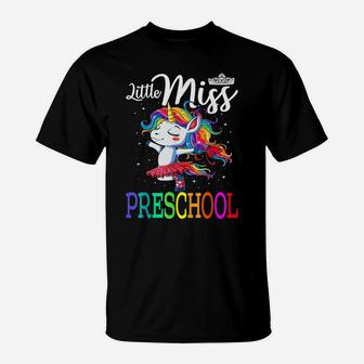 Little Miss Preschool First Day Of School Girls Gift T-Shirt | Crazezy CA