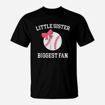 Little Sister Biggest Fan Baseball T-Shirt | Crazezy