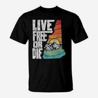 Live Free Or Die Retro New Hampshire Nature Graphic T-Shirt | Crazezy