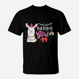 Llama Girl Birthday Party Animal Llama T-Shirt | Crazezy
