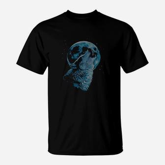 Lone Wolf Howling At The Moon T-Shirt - Thegiftio