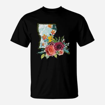 Louisiana Watercolor Flower Cute Gift T-Shirt - Thegiftio UK