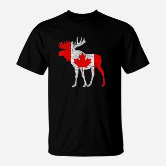 Love Canada Moose Funny Pride Maple Flag Gift T-Shirt | Crazezy