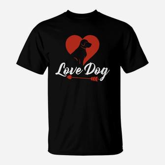 Love Dog In Heart Romantic Present Dog Lovers Valentines Day T-Shirt - Seseable