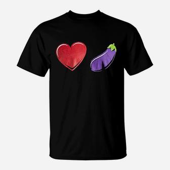Love Eggplant Funny Gay Pride Humor Lgbtq Silly Joke For Men Women T-Shirt | Crazezy