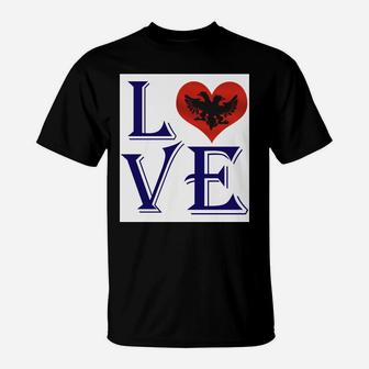 Love Heart Albania Country Flag Lovers T-Shirt - Seseable