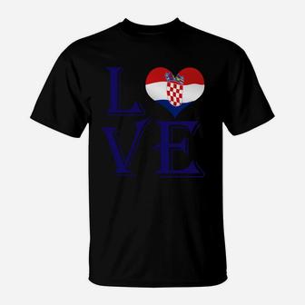 Love Heart Croatia Country Flag Lovers T-Shirt - Seseable