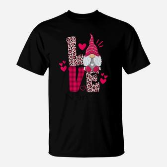 Love Leopard Plaid Gnome Nonna Valentines Day T-Shirt | Crazezy UK