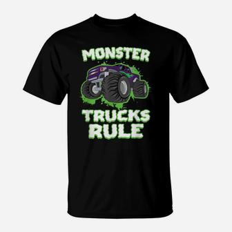 Love Monster Trucks For Boys & Birthday Party Monster Truck T-Shirt | Crazezy