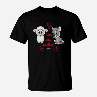 Love One Another Verse John Cute Puppy And Sheep T-Shirt | Crazezy DE