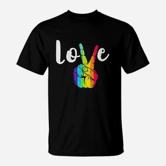 Love Peace Sign Rainbow Lgbt Lesbian Gay Pride T-Shirt | Crazezy AU