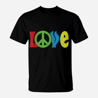 Love Peace Sign Symbol World Planet Freedom Hippie Kindness T-Shirt | Crazezy