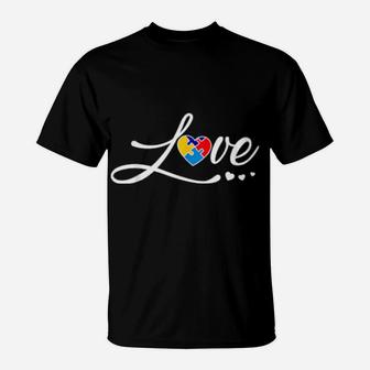 Love Puzzle Heart Autism Awareness T-Shirt - Monsterry