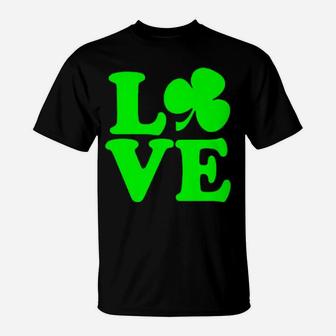 Love Shamrock Four Leaf Cute Clover St Patrick's Day Irish T-Shirt - Monsterry AU