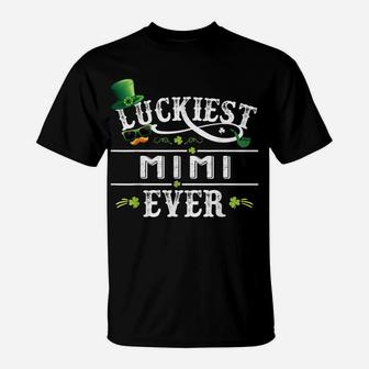 Luckiest Mimi Ever Shamrock Leprechaun Hat St Patrick Day T-Shirt | Crazezy