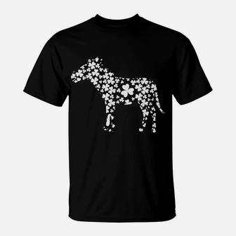 Lucky Donkey Shamrocks Irish St Patricks Cute Clover Gift T-Shirt | Crazezy UK
