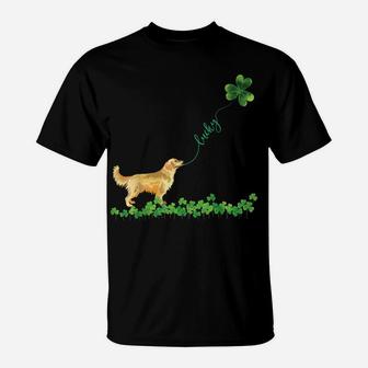 Lucky Golden Retriever Dog Shamrock St Patrick Day Tshirt T-Shirt | Crazezy AU