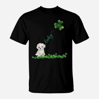 Lucky Maltese Dog Shamrock St Patrick Day Tshirt For Women T-Shirt | Crazezy AU