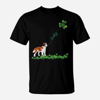 Lucky Saint Bernard Dog Shamrock St Patrick Day Tshirt T-Shirt | Crazezy AU