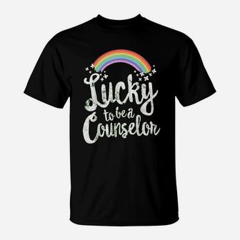 Lucky To Be A Counselor School St Patricks Day Gift T-Shirt - Thegiftio UK