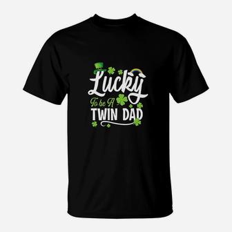 Lucky To Be A Dad Of Twins T-Shirt | Crazezy