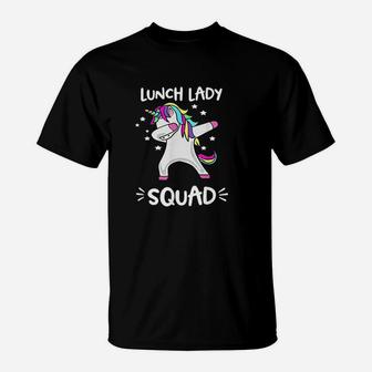Lunch Lady Squad Dabbing Unicorn T-Shirt | Crazezy