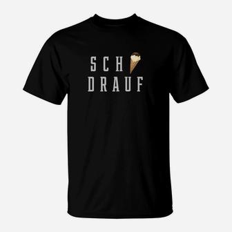 Lustiges Eis SCH Drauf Wortspiel T-Shirt in Schwarz - Seseable