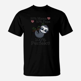 Lustiges Panda T-Shirt, 50% Mama 50% Papa 100% Perfekt - Seseable