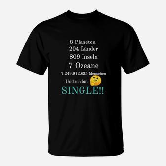 Lustiges Single-Statistik T-Shirt mit Emoticon, Humorvolles Tee - Seseable