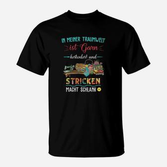 Lustiges Strickmotiv T-Shirt Garn Endlos & Stricken Macht Schlank - Seseable