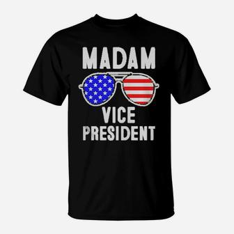 Madam Vice President Glasses American Flag T-Shirt - Monsterry UK