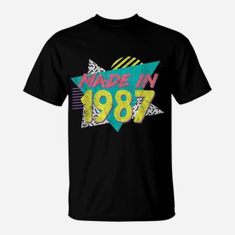 Made In 1987 Retro Vintage 32Nd Birthday Gift T-Shirt | Crazezy