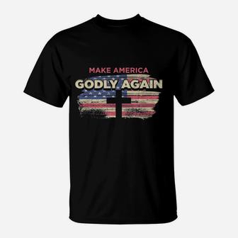 Make America Godly Again Retro Flag T-Shirt - Thegiftio UK
