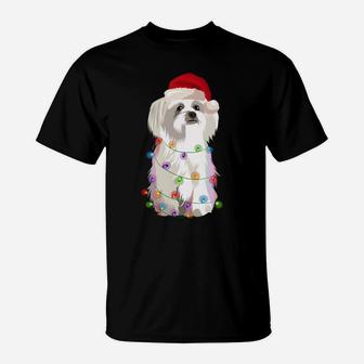 Maltese Christmas Lights Xmas Dog Lover Sweatshirt T-Shirt | Crazezy AU