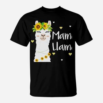 Mama Llama Sunflower Cute Llamas Funny Mom Mothers Day Gift T-Shirt | Crazezy